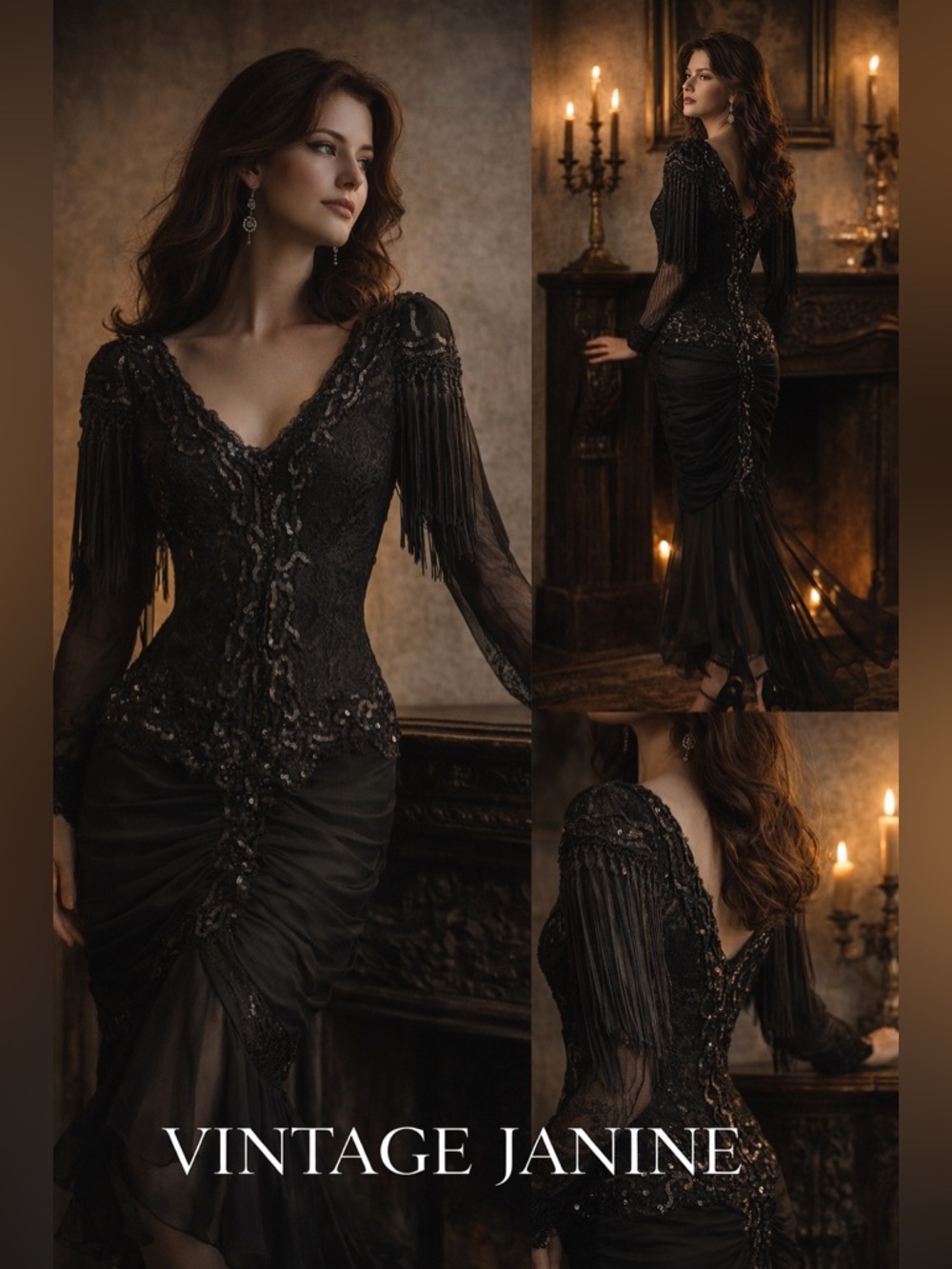 Vintage Black Beaded Fringe Dress | Stretch Glam Cocktail